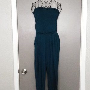 Heart & hips Ruched Bodice Teal Jumpsuit